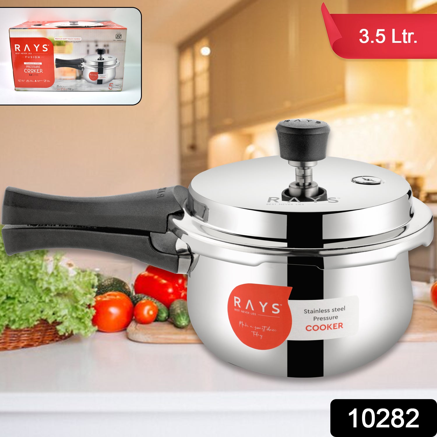 Stainless Steel Rays Fusion Pressure Cookers With Outer Lid (3.5 Litres) Stainless Steel Rays Fusion Pressure Cookers With Outer Lid (3.5 Litres)